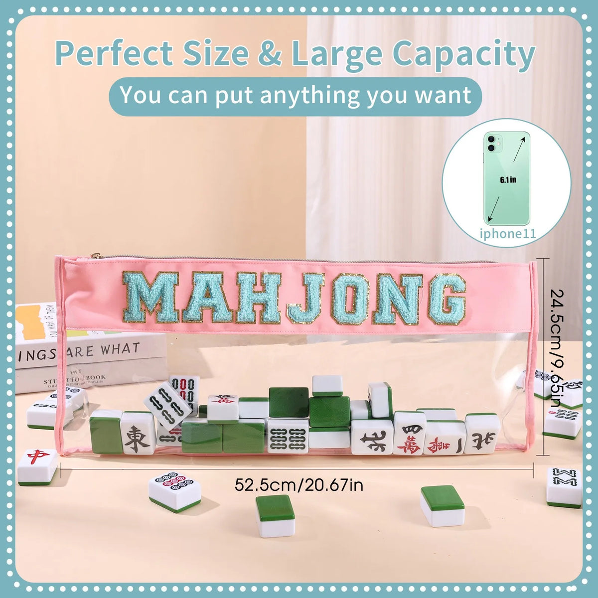 Emerald Mahjong Tiles, Acrylic, with Carry Bag | Magnolia