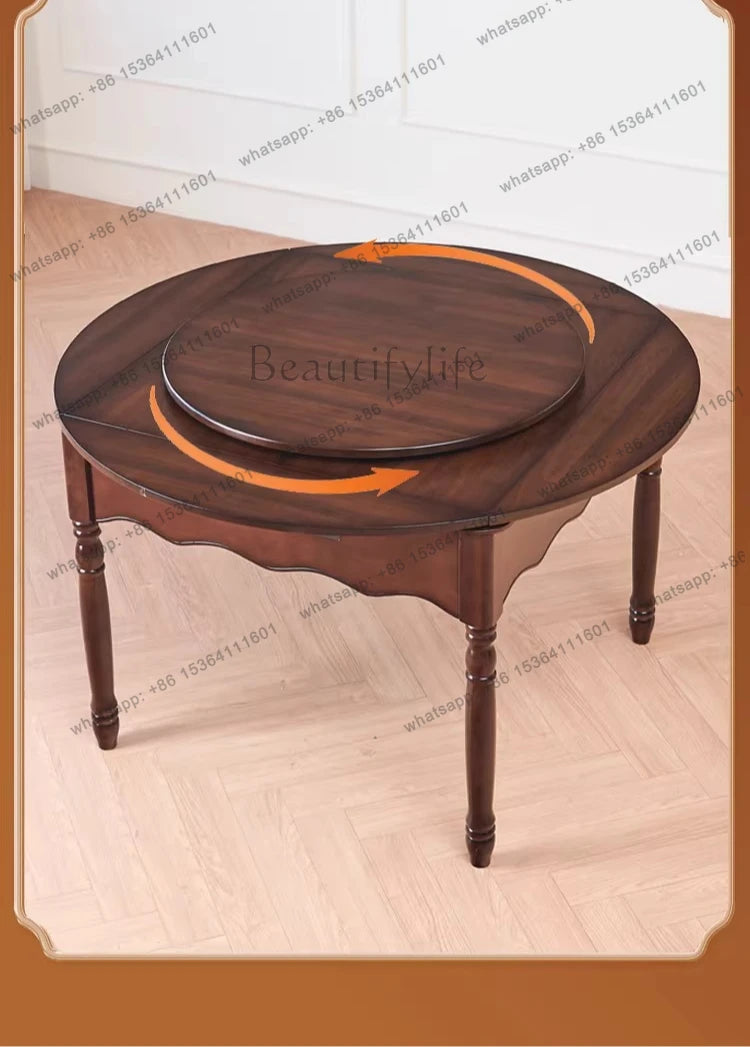 Solid mahjong machine Automatic dining table Dual-purpose electric mahjong table Round foldable (solid wood mahjong table)