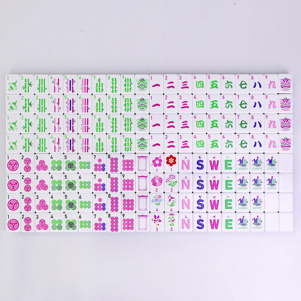 4 Layer Acrylic Mahjong Board Game Set 160pcs American Mahjong Tiles with Green Back Portable Travel Set for Adults Family Party (4 layer acrylic mahjong set)