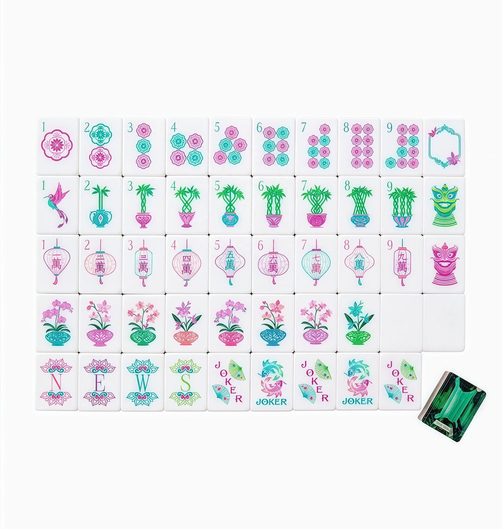 Custom American Crystal Emerald Luxury Mahjong Tiles Durable Water Resistant Game Gift for Singapore Japan Malaysia (emerald mahjong tiles)
