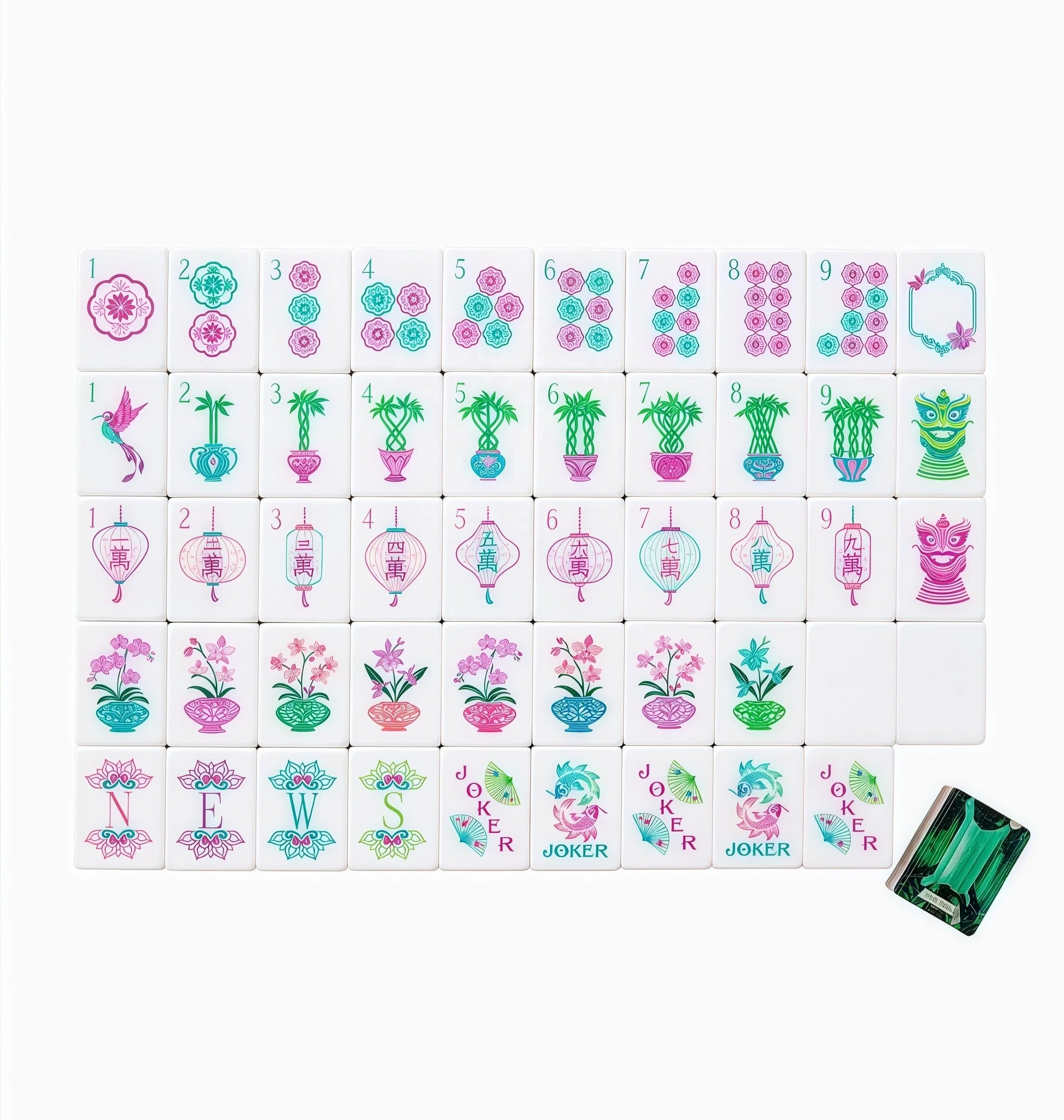 Custom American Crystal Emerald Luxury Mahjong Tiles Durable Water Resistant Game Gift for Singapore Japan Malaysia (emerald mahjong tiles)