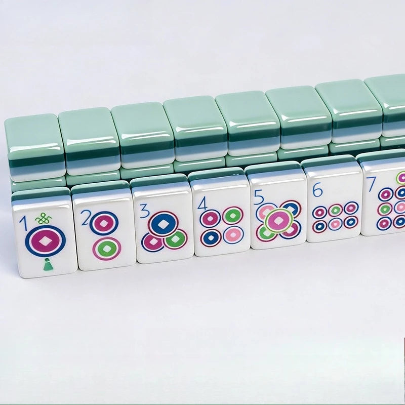 American Mahjong Set Acrylic Material Dark Green Color 4-Layer Mahjong Tiles Suitable for Home Party Outdoor Leisure Activities (dark green mahjong set)