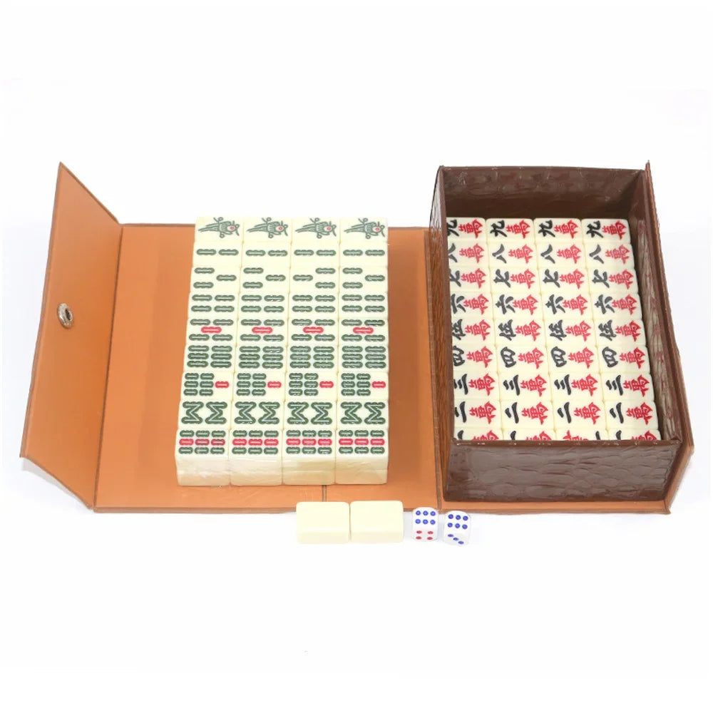 144 White Engraved Mini Tiles for Family Gathering for Chinese Style Board Game Family Leisure Time Chinese Mahjong Game Set (mini engraved mahjong set)