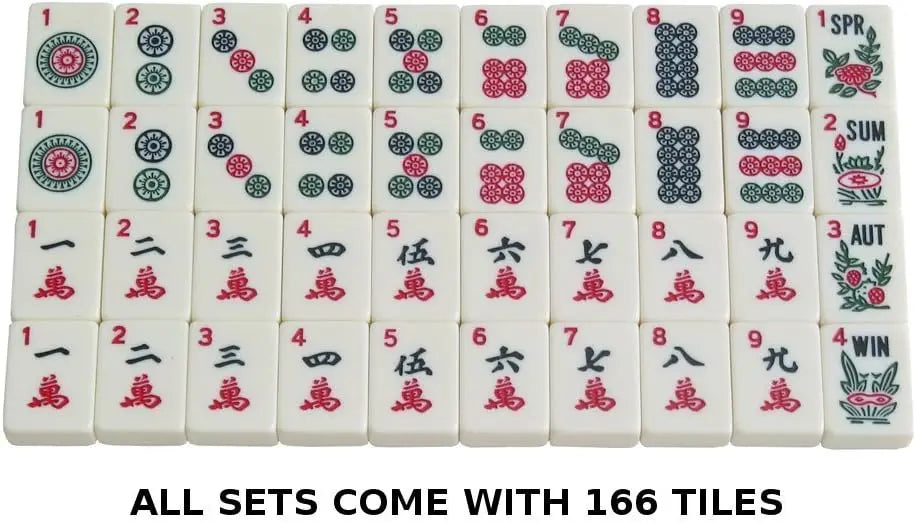 American Mahjong Set with 166 Engraved Tiles, 4 Rack/Pushers, Aluminum Case - Complete Game Kit (american mahjong set aluminum case)