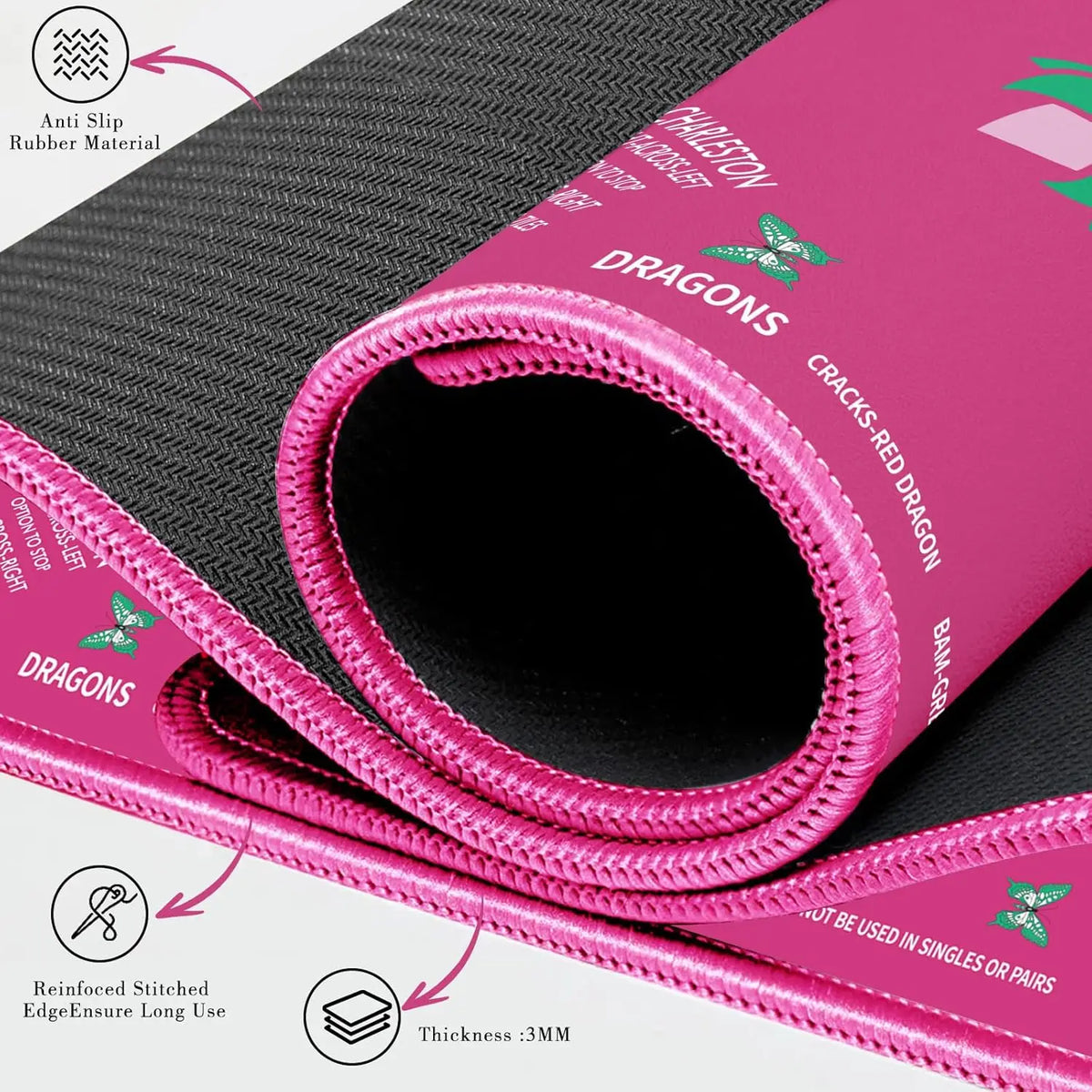 Anti-Slip Noise Reduction Rubber Gaming Mat, 32.4 x 32.4 Inch Magenta, Foldable for Mahjong & Board Games (foldable mahjong mat)