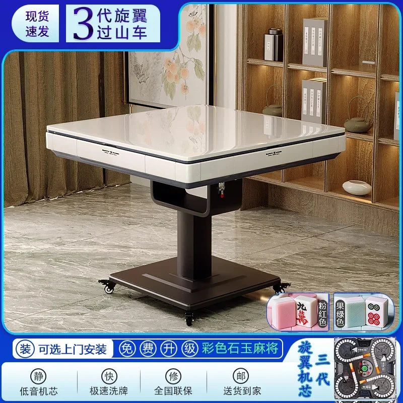 Rotor mahjong machine Fully automatic home roller coaster dining table Dual-purpose folding bass electric mahjong table (mahjong dining table)