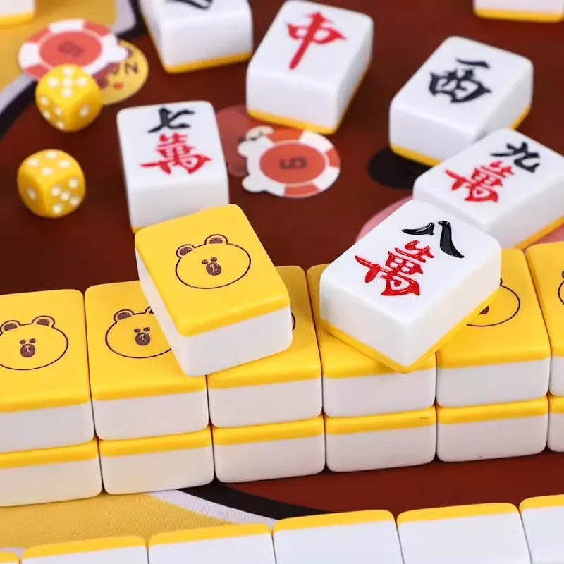 Small 26mm Sanrio Melody Mahjong Set with Numbers Kuromi Pochacco Hello Kitty Puzzle Board Game Chess Cards Friends Family Gift (kuromi mahjong set)