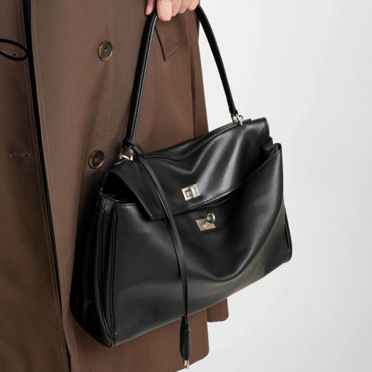 Mahjong Leather Handbag, Two Sizes, Cowhide
