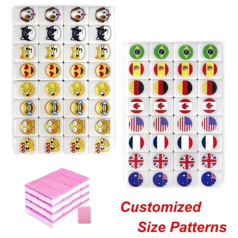 30mm Seaside Escape Mahjong Board Game 64+1 Blocks Sets 65 Shiny Tiles Two Players Majiang for Family Party Games Customizable (seaside escape mahjong board game)