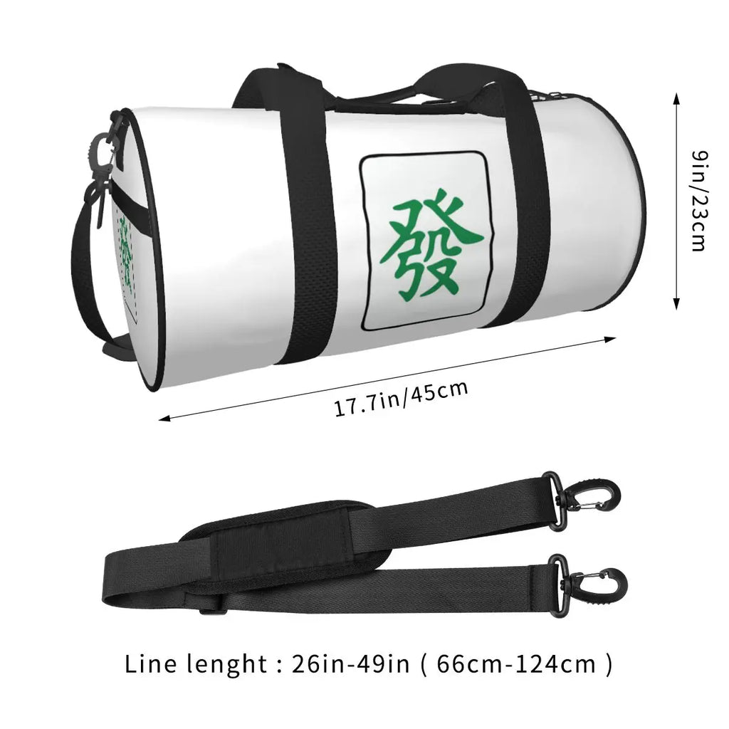 Mahjong Tile Green Dragon Vocan Large Duffle Gym Bag Waterproof Duffle Travel Bags Handbags Fitness bag (mahjong duffle bag)