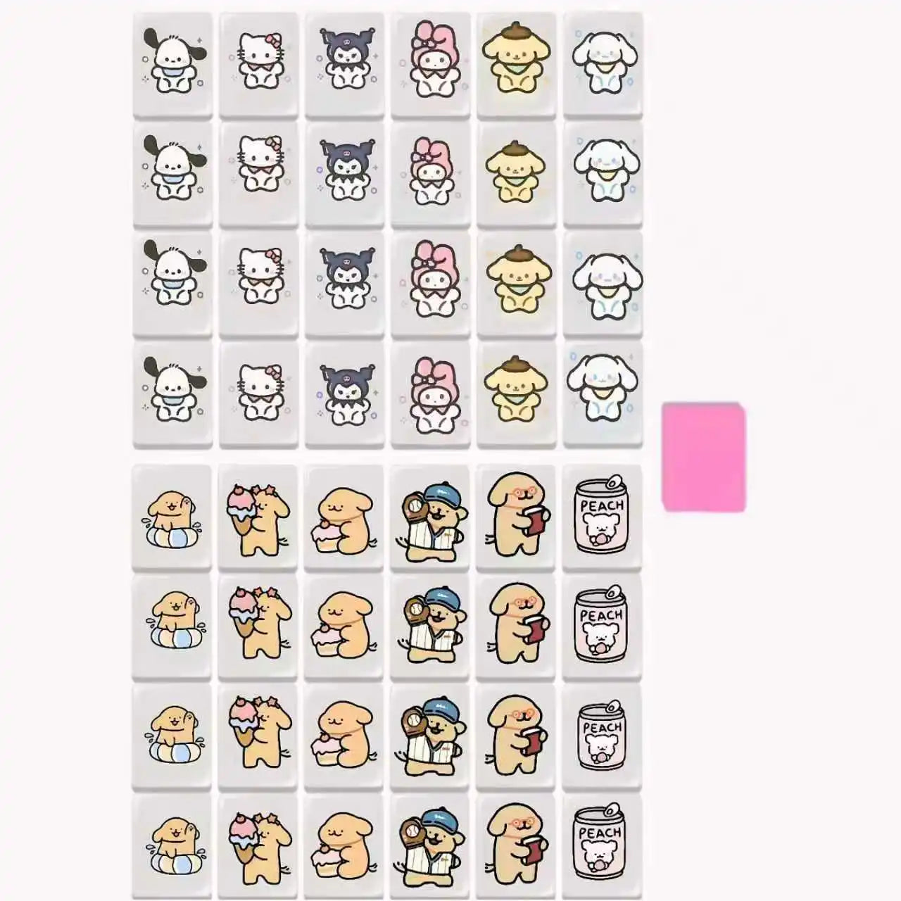 Sanrio Mini Kid Blocks Seaside Escape HelloKitty Mahjong Set Memory Matching Game Party Family Board Game Educational Puzzle Toy (mahjong puzzle game)
