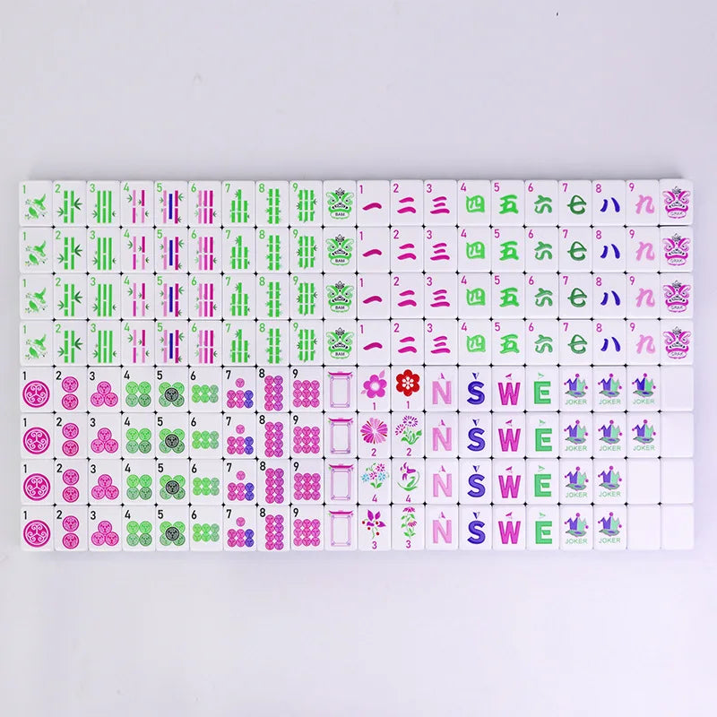 4 Layer Acrylic Mahjong Board Game Set 160pcs American Mahjong Tiles with Green Back Portable Travel Set for Adults Family Party (4 layer acrylic mahjong set)