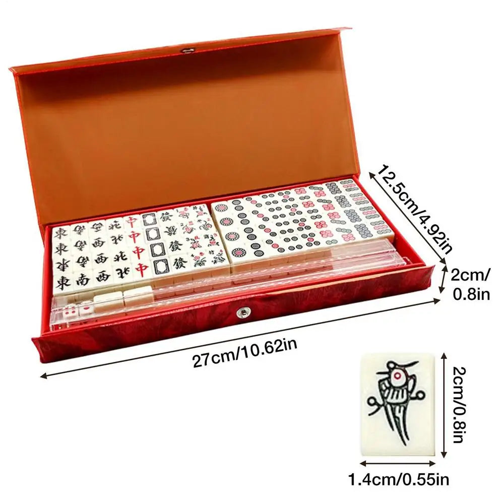 144pcs Mahjong Set Complete Tiles with 4 Racks Travel & Home Game for Family Gathering Party Entertain Portable Mini Mahjong (mahjong set with racks)