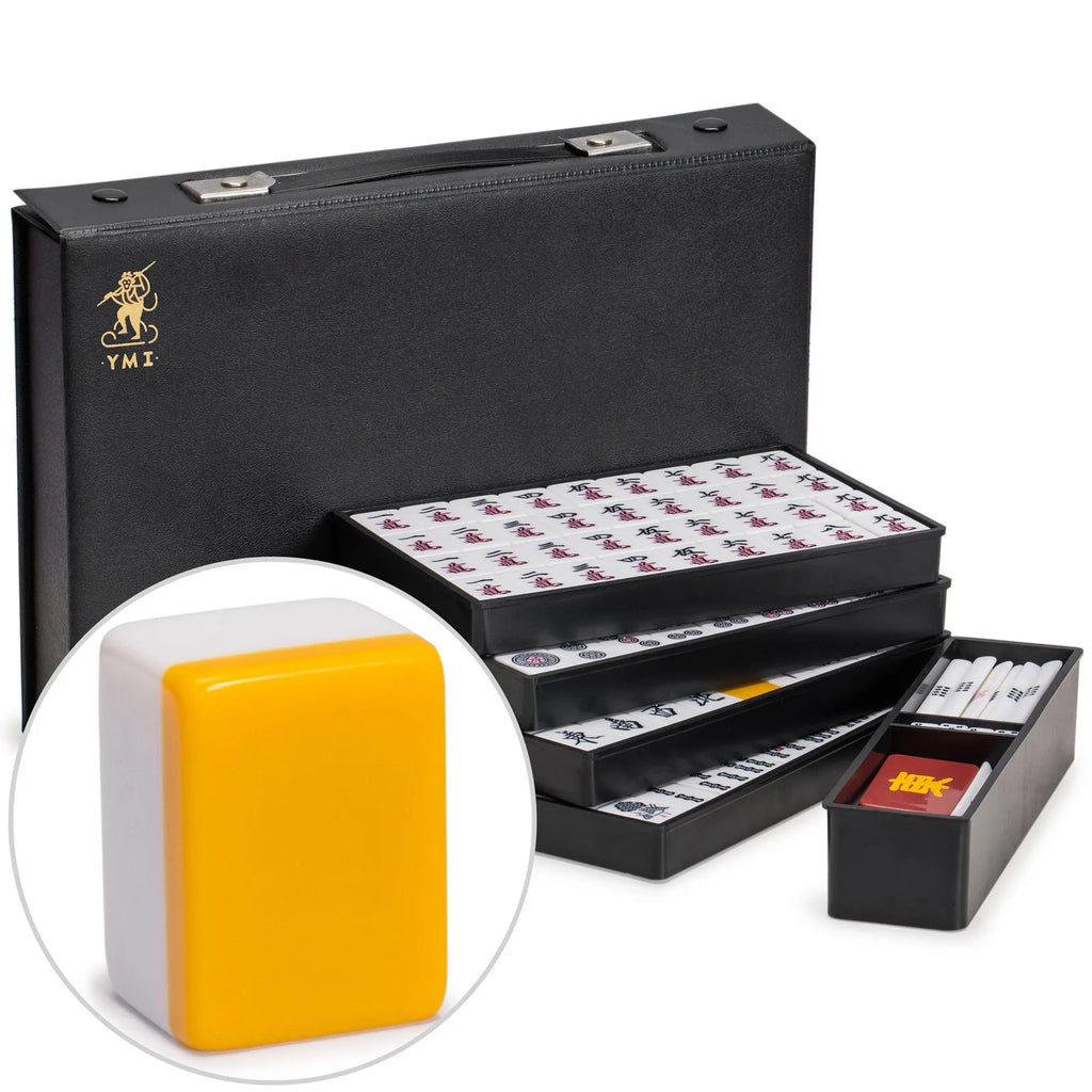Japanese Riichi Mahjong Set with Standard Size Tiles and Black Vinyl Case (riichi mahjong set)