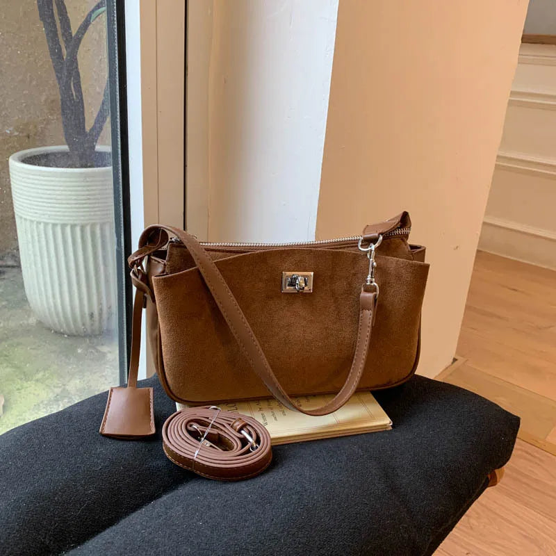 Rodeo Mahjong Bag Soft Hobo One-shoulder Crossbody Underarm Small Square Bag For Female High-grade Lock Small Square Leather Bag (mahjong hobo bag)