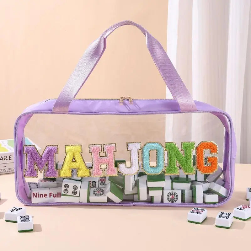 〔W〕Mahjong Tile Bag Waterproof Large Mahjong Tile Holder Portable Organizer Case For Business Studio Home Travel Adults Teens (mahjong tile organizer bag)