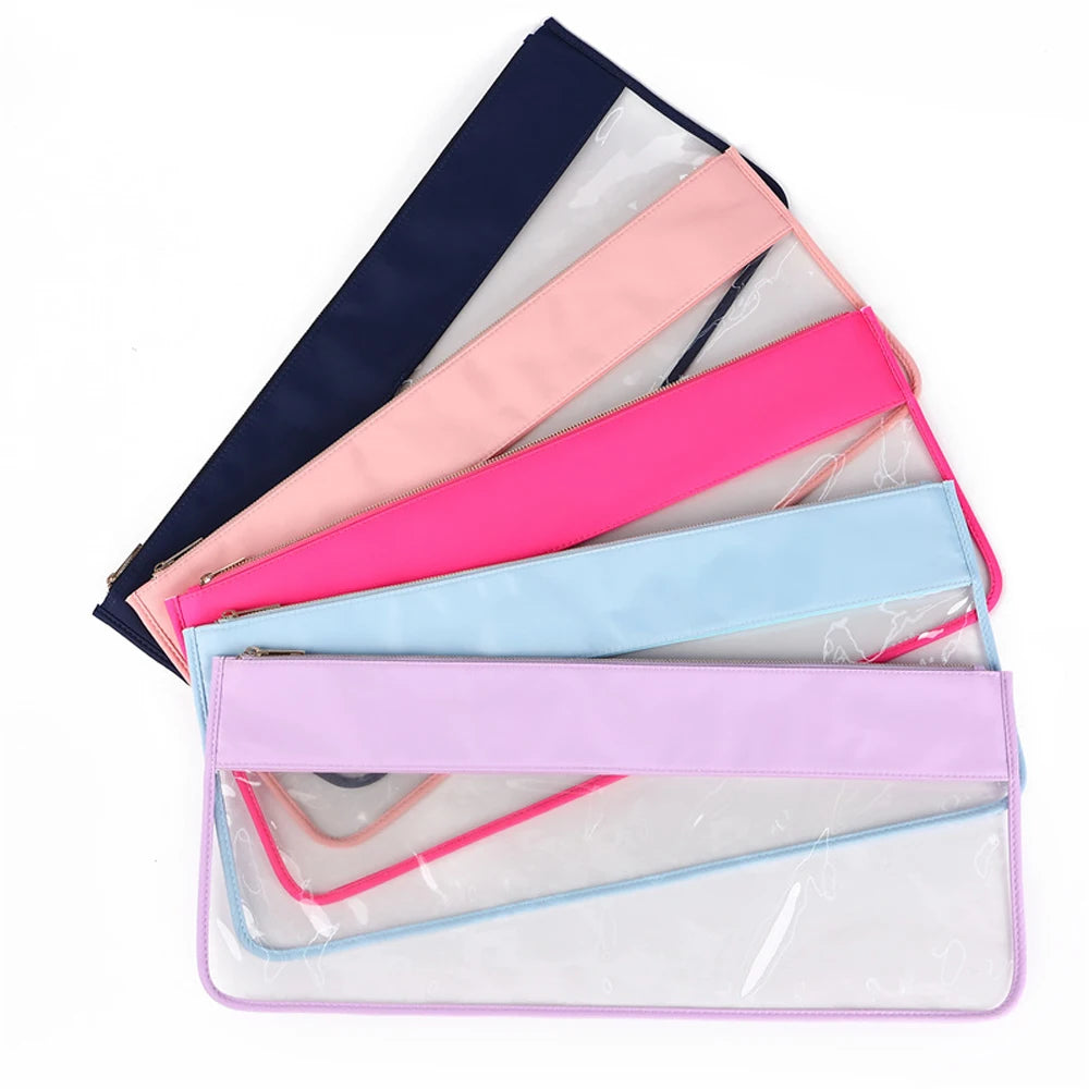 Transparent PVC Window Nylon Top Mahjong Tiles Storage Bag Large Capacity Clear Vinyl Flat Zipper Mahj Bag Stitched Mahjong Bag (clear mahjong tile bag)