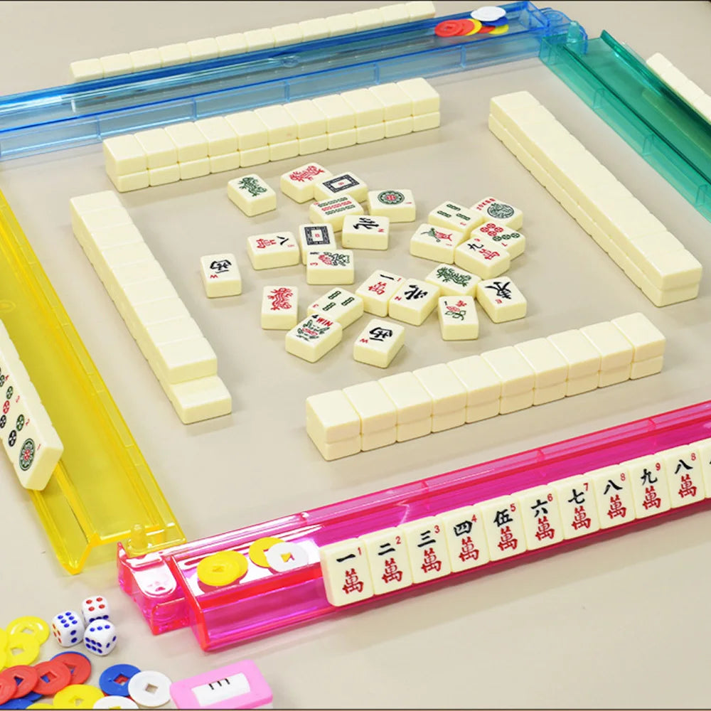 Complete American Mahjong Set with 166 Tiles 4 Colors All-in-One Rack Pushers Red Soft Bag and Accessories for Gathering (american mahjong set 166 tiles)