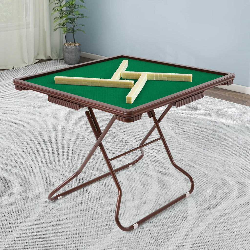 35in Foldable Mahjong Table, Mahjong Table with 4 Cup Holders & 4 Drawers for 4 People, Portable Mahjong Table Bearing 150kg (foldable mahjong table)