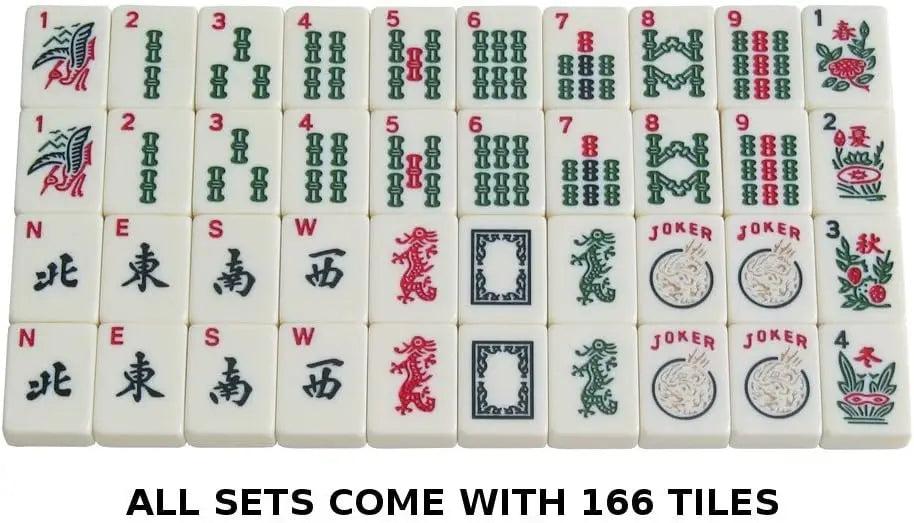 American Mahjong Set with 166 Engraved Tiles, 4 Rack/Pushers, Aluminum Case - Complete Game Kit (american mahjong set aluminum case)