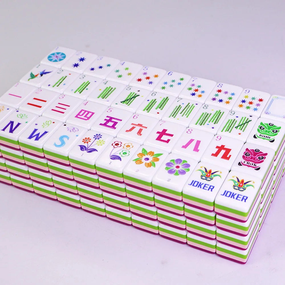4 Layer Acrylic Mahjong Game American Mahjong Tile Set for Adults 160pcs Mahjong Tiles with Magenta Back Portable Travel Set (american mahjong set adults)