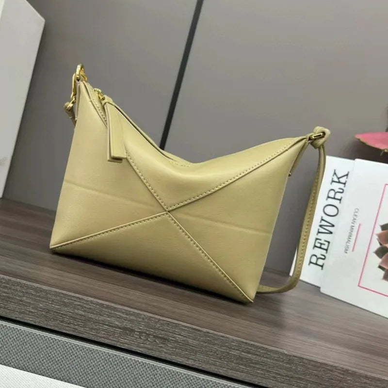Foldable Geometric Mahjong Puzzle Leather Women's Crossbody Bag Single Shoulder Sling Bed Shape City Simple Style Small Squar... (mahjong crossbody bag)