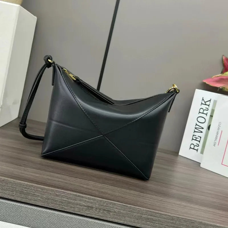 Mahjong Crossbody Bag, Geometric Folding Leather