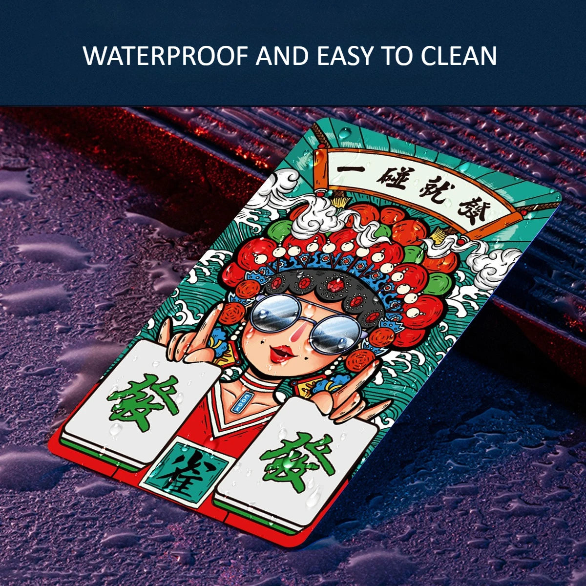 China-Chic Outdoor Mahjong Card Thickened Portable Travel Card Home Mute 144 waterproof Mahjong playing cards (mahjong playing cards)