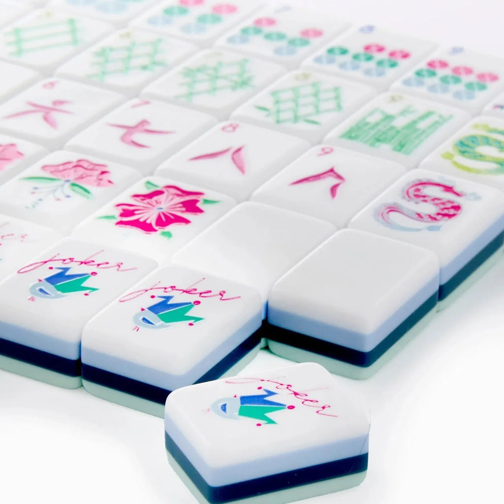 Cyan Acrylic American Mahjong Set Luxury Crystal Mahjong Tiles with Storage Bag for Home Use Gift (cyan acrylic mahjong set)