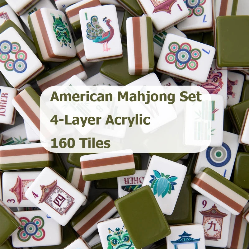 Customizable American Mahjong Sets 160 Tiles 4-Layer Acrylic Mah Jongg Surprise Gifts Mahjong Portable Travel Family Party Games (customizable mahjong set)