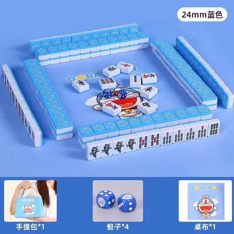 Sanrio Numbered Mahjong 144pcs Mini 24mm Hello Kitty Mahjong Full Set with Handbag Dice Pink Red Tiles for Fun Gathering Camping (hello kitty mahjong set)