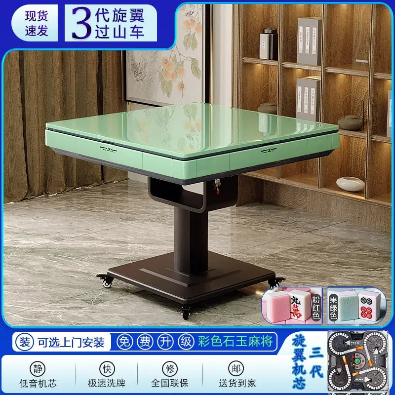 Rotor mahjong machine Fully automatic home roller coaster dining table Dual-purpose folding bass electric mahjong table (mahjong dining table)