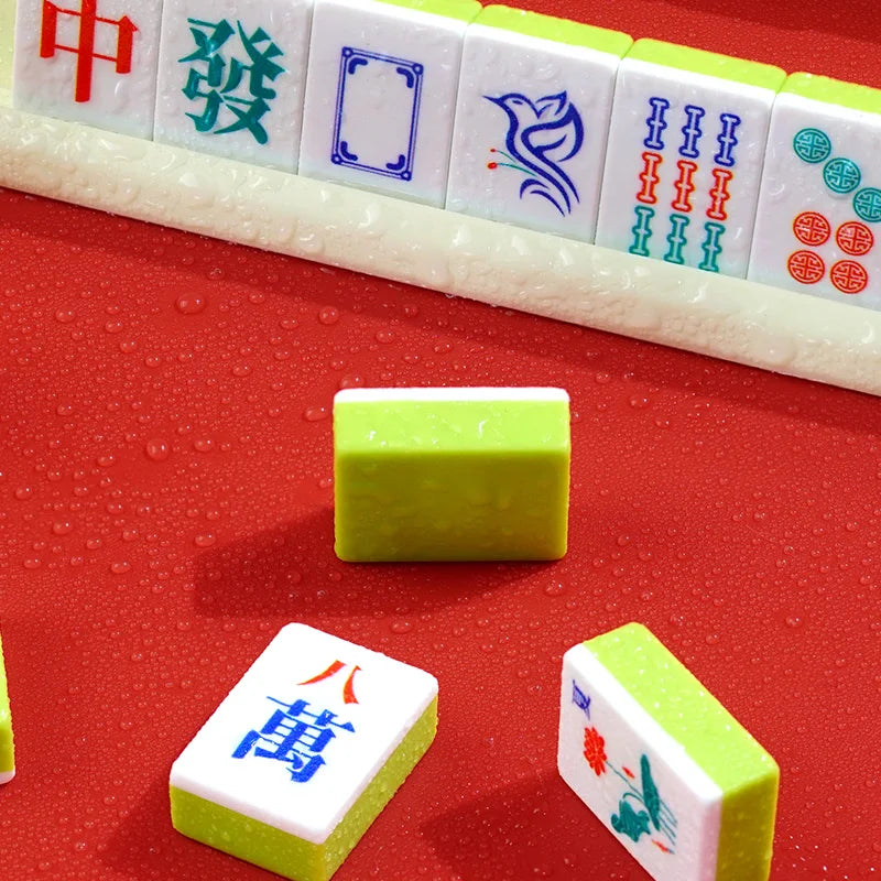 144-piece mahjong set, portable travel mahjong, table game for gatherings, Halloween and Christmas gift (mahjong tile holder)