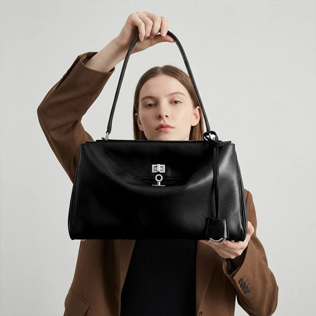 Mahjong Leather Handbag, Two Sizes, Cowhide