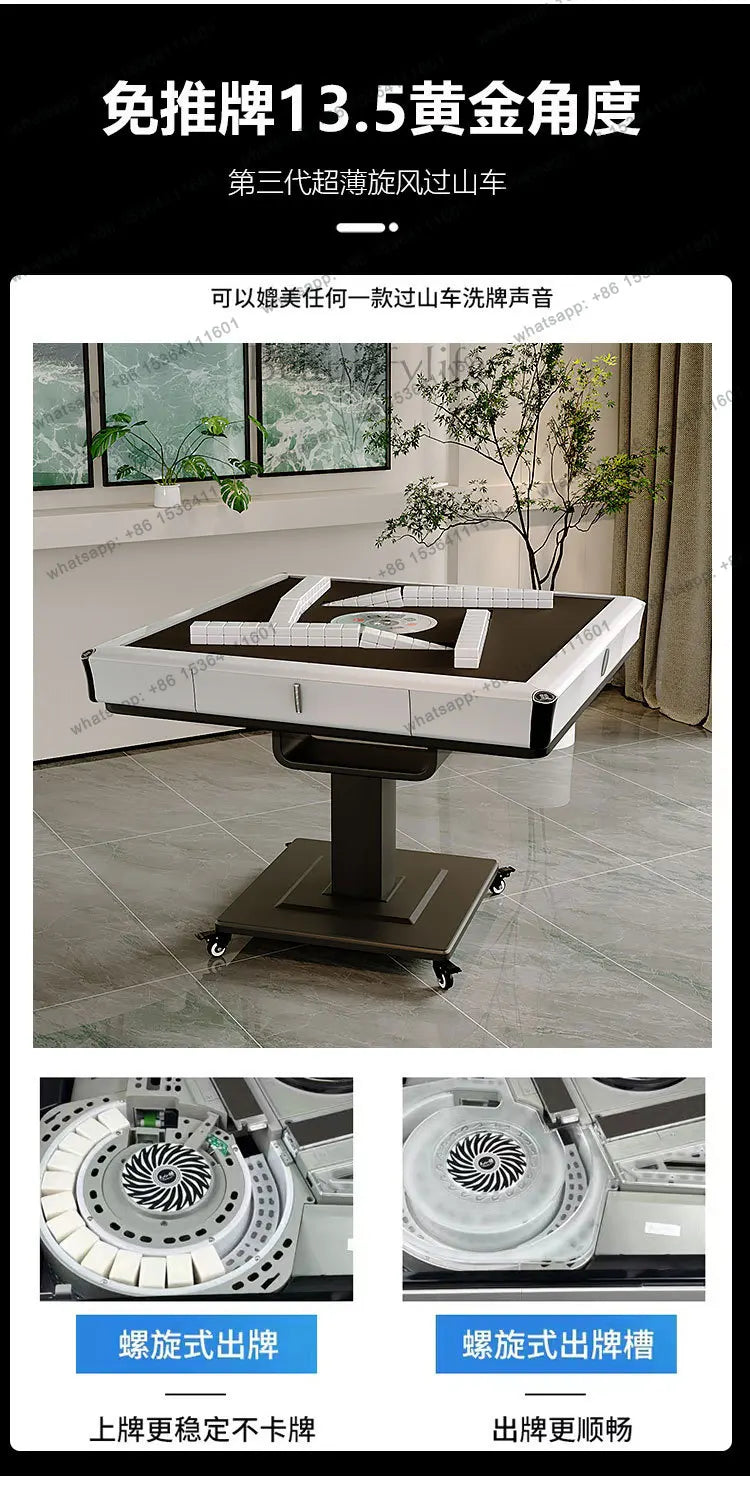 Rotor mahjong machine Fully automatic home roller coaster dining table Dual-purpose folding bass electric mahjong table (mahjong dining table)