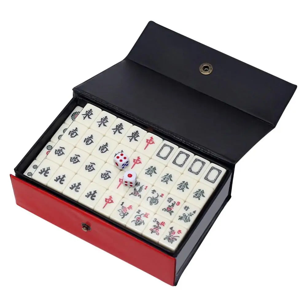 Chinese Mahjong Game Set 144 White Engraved Mini Tiles For Family Gathering For Chinese Style Game Play Family Leisure Time (engraved mahjong tiles)
