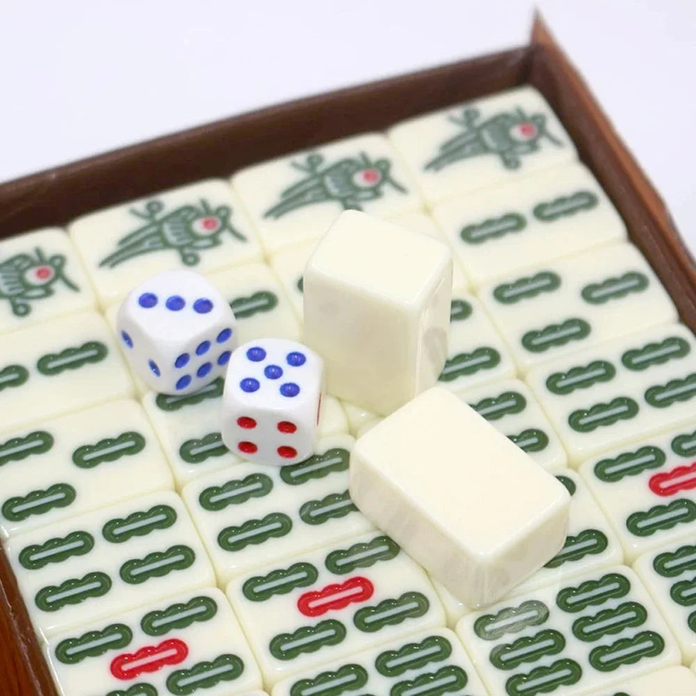 144 White Engraved Mini Tiles for Family Gathering for Chinese Style Board Game Family Leisure Time Chinese Mahjong Game Set (mini engraved mahjong set)