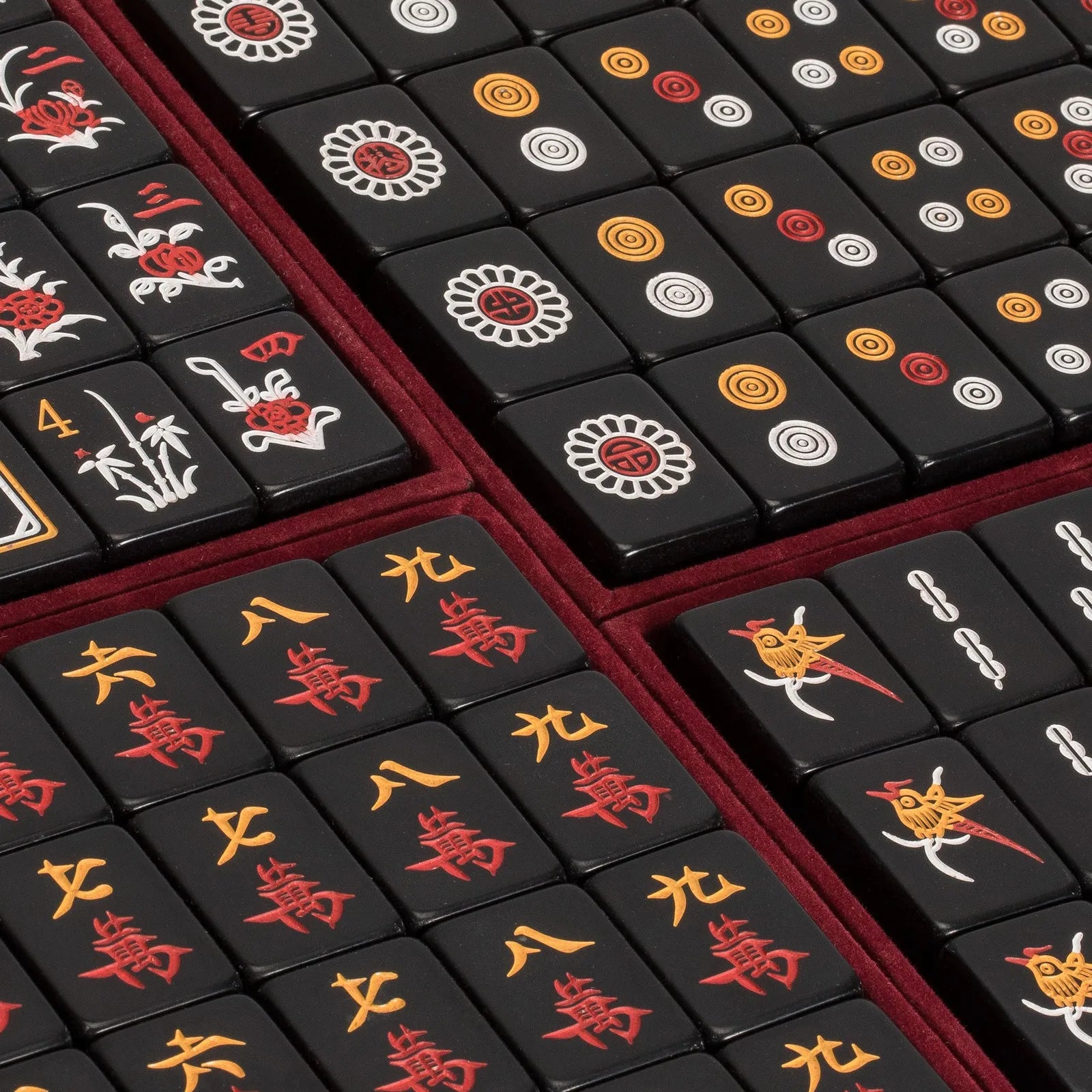 Chinese Mahjong Game Set Jet Set with 148 Black Tiles and Wooden Case (black tile mahjong set)