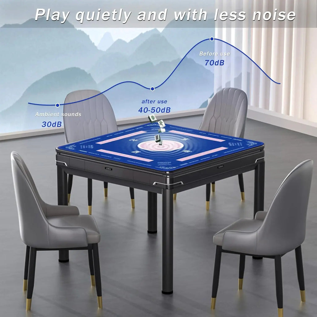 Non-Slip Noise Reduction Gaming Mat 32.4x32.4 Inch for Mahjong, Poker, Board Games, Card Games, Dominoes in Blue (mahjong playing mat)