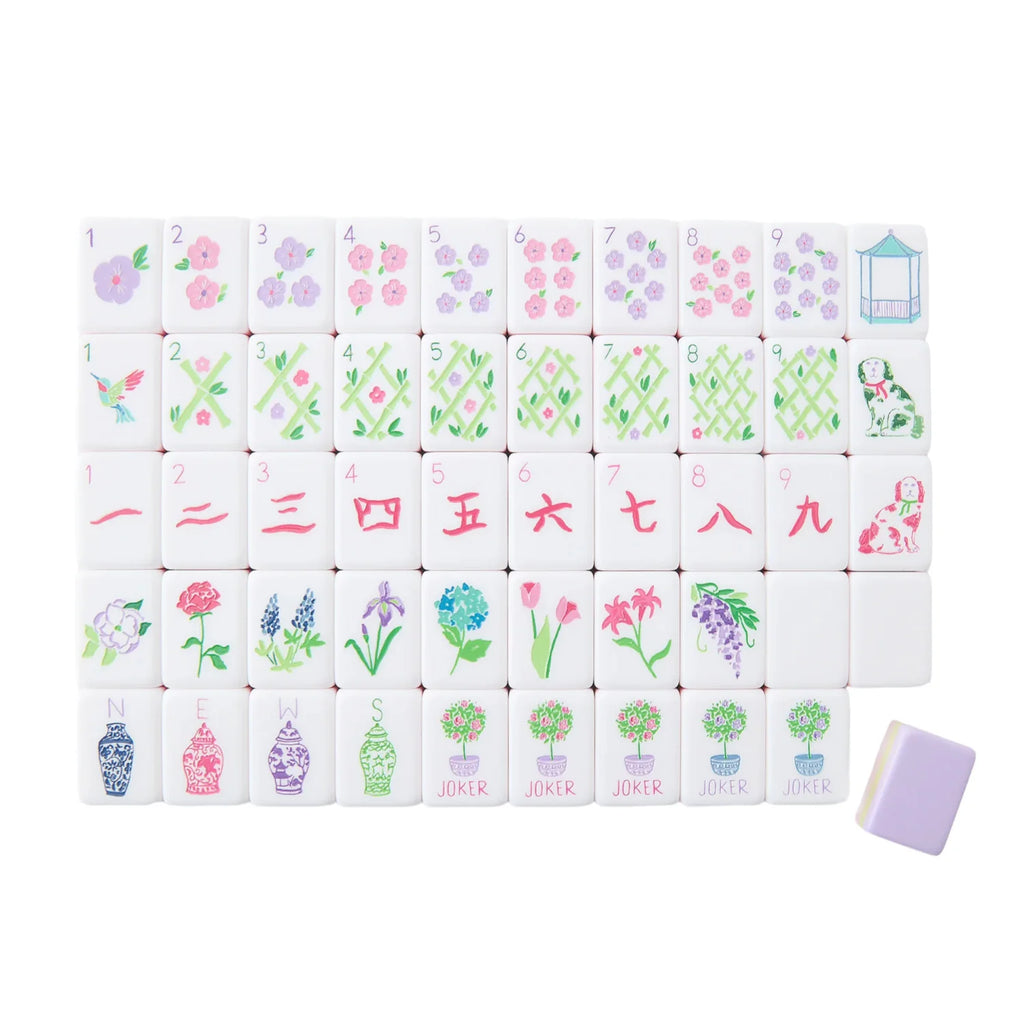 Light Purple Acrylic American Mahjong Set Luxury Crystal Tiles with Storage Bag for Home Gift (light purple mahjong set)