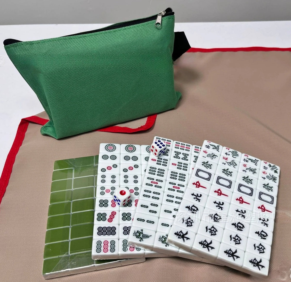 Mahjong Set with Handbag, 144 Numbered Tiles, 24 mm