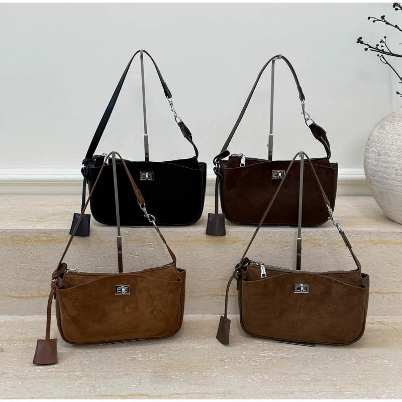 Rodeo Mahjong Bag Soft Hobo One-shoulder Crossbody Underarm Small Square Bag For Female High-grade Lock Small Square Leather Bag (mahjong hobo bag)