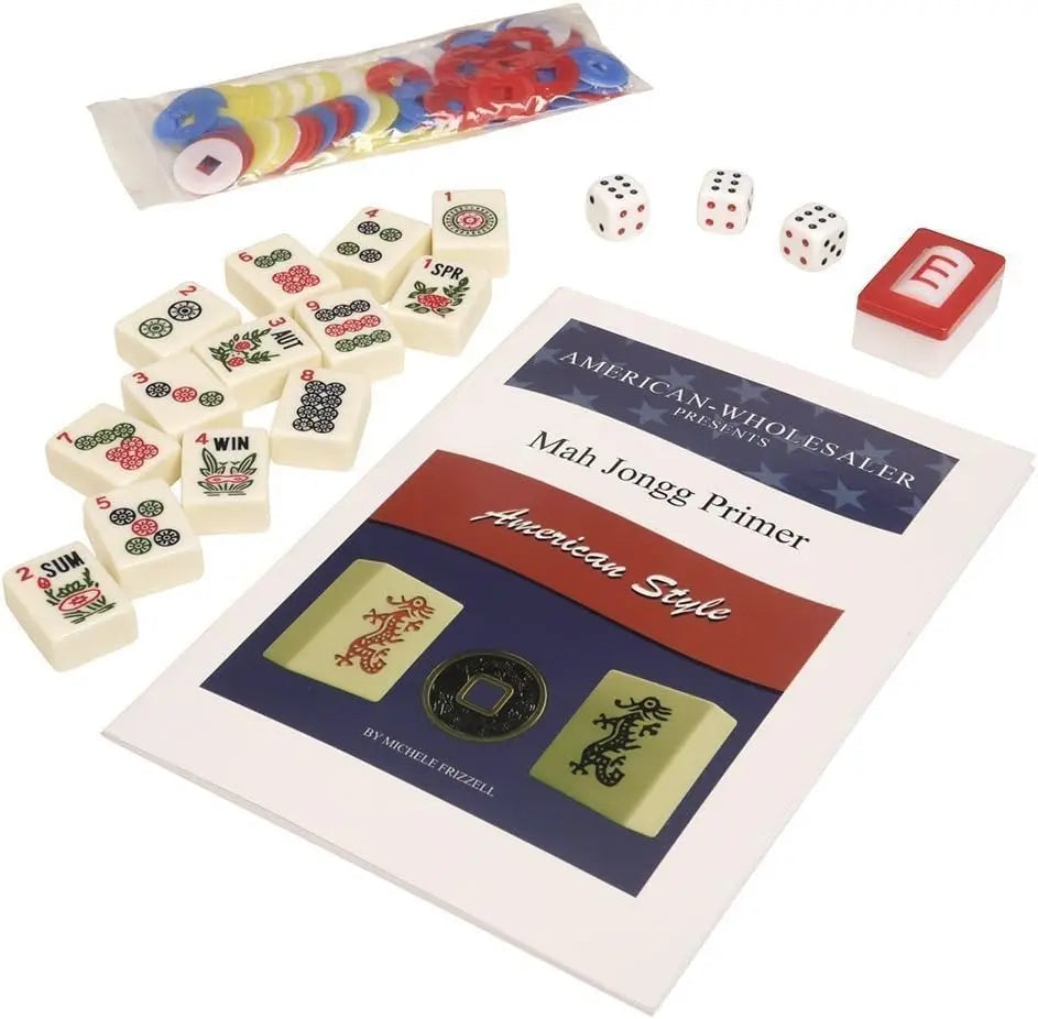 American Mahjong Set with 166 Engraved Tiles, 4 Rack/Pushers, Aluminum Case - Complete Game Kit (american mahjong set aluminum case)