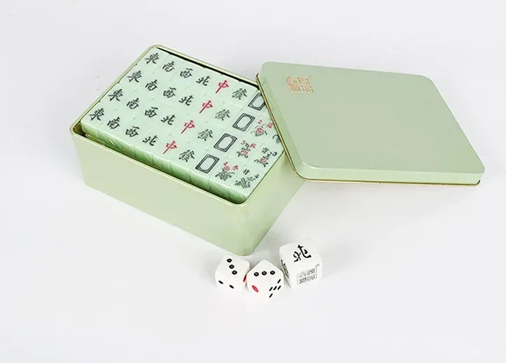 20*14mm/26*18mm Mini Chinese Mahjong Tiles 144pcs/set Tin Box Packaging Portable Travel Game Set for Family Party (chinese mahjong tin box)
