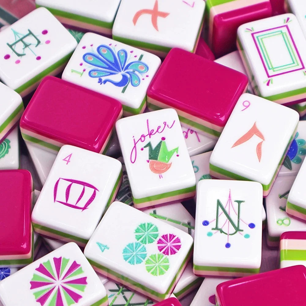 Green Acrylic Mahjong Set, 160 Tiles, 31.5 mm | Verbena