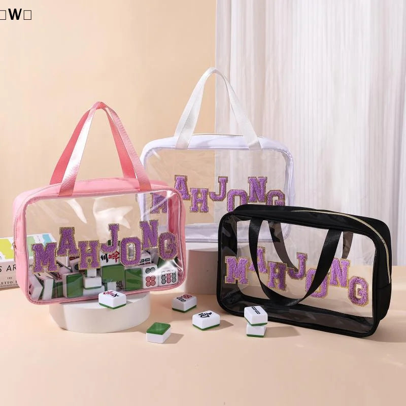 〔W〕Mahjong Tile Bag Waterproof Large Mahjong Tile Holder Portable Organizer Case For Business Studio Home Travel Adults Teens (mahjong tile organizer bag)