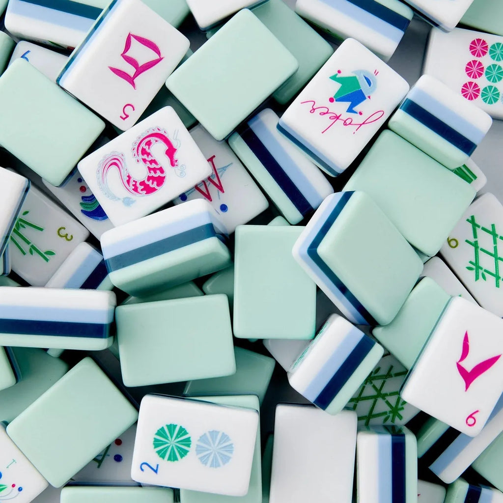 Cyan Acrylic American Mahjong Set Luxury Crystal Mahjong Tiles with Storage Bag for Home Use Gift (cyan acrylic mahjong set)