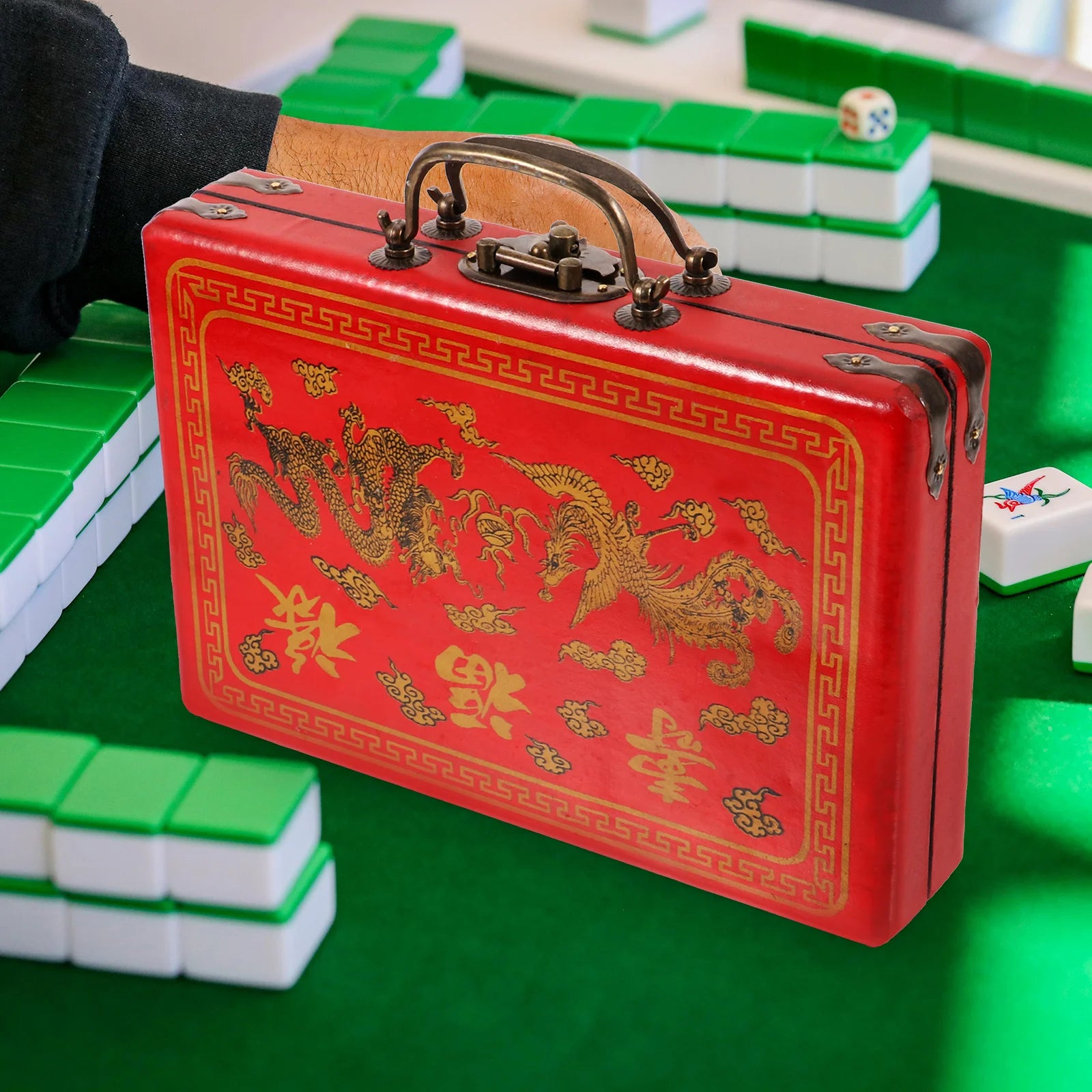 Wooden Mahjong Case, Empty, Rectangular