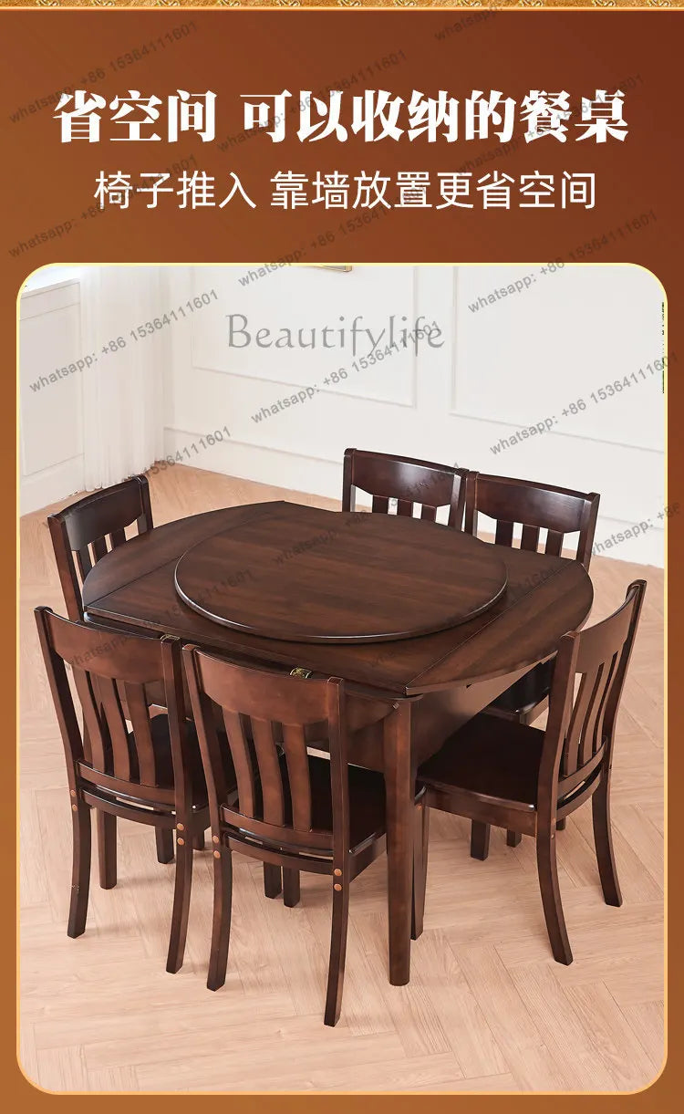 Solid mahjong machine Automatic dining table Dual-purpose electric mahjong table Round foldable (solid wood mahjong table)