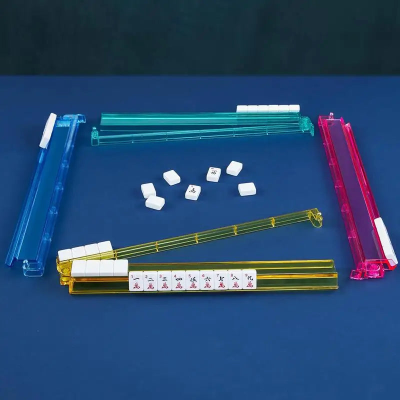 4pcs Mahjong Pusher Rack Clear Multicolor Mahjong Pusher Racks Acrylic Storage Organizer Board Game Accessories Mahjong Supplies (multicolor mahjong rack)